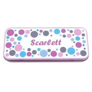 Named Pencil Tin - Pink Bubbles image 1