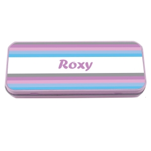 Named Pencil Tin - Pink Stripes image 1