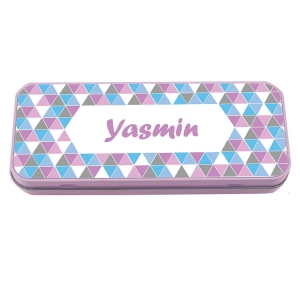 Named Pencil Tin - Pink Geo image 1