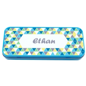 Named Pencil Tin - Blue Geo image 1