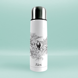 Personalised Illustrated Thermal Flask With Toucan Design by Pear Tree