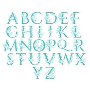 Personalised Decorative Initial Mug in Mint Full Alphabet