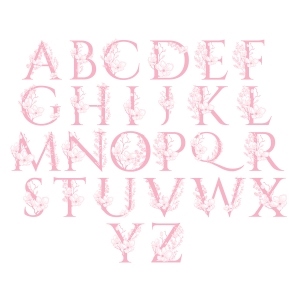 Personalised Decorative Initial Mug in Pink Full Alphabet
