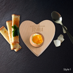 Personalised Heart Shaped Wooden Egg Holder by Pear Tree Style 1