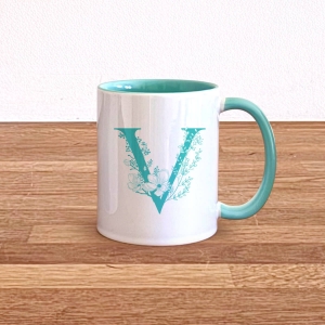 Personalised Decorative Initial Mug in Mint