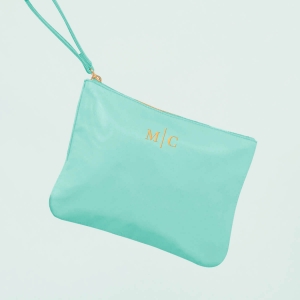 Monogrammed Accessory Pouch with Wrist Strap Mint