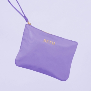 Monogrammed Accessory Pouch with Wrist Strap Blueberry	