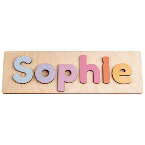 Wooden Name Puzzle 1-7 - Pastel Colours image 1